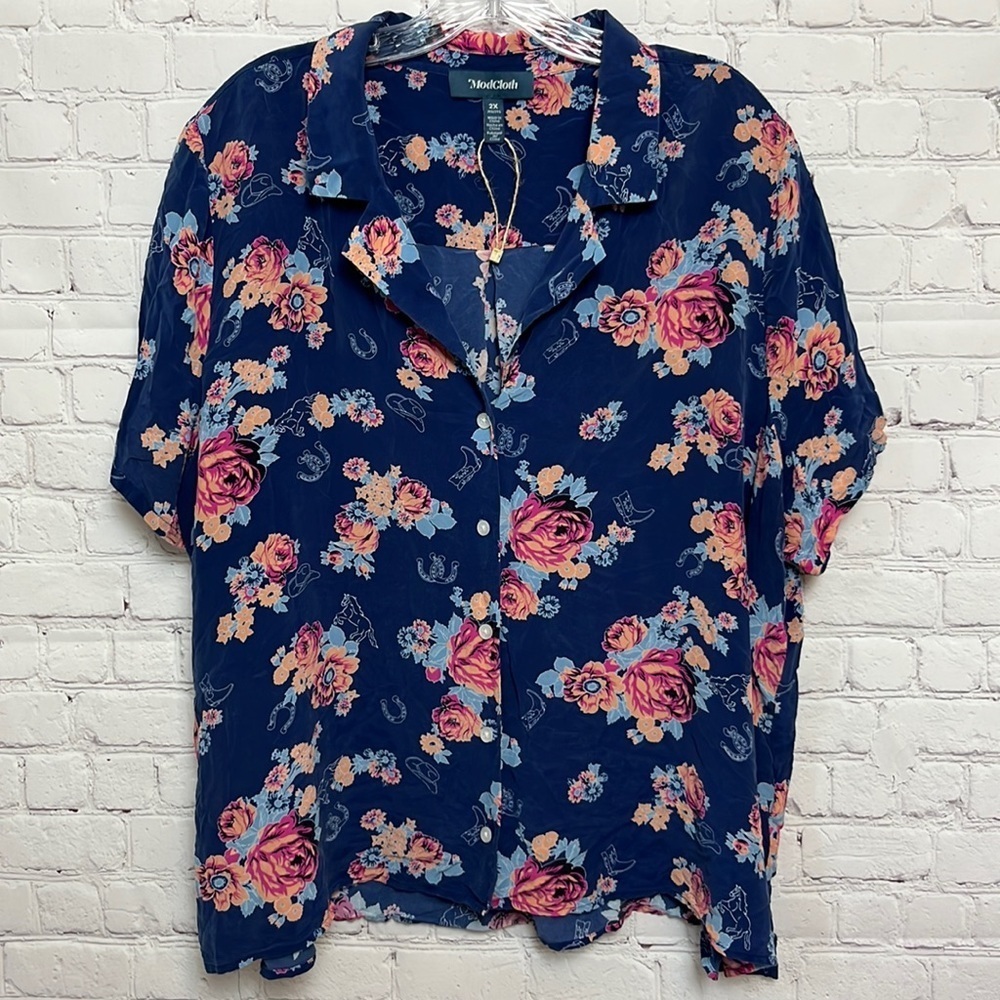 SOLD. ModCloth Call It a Classic Silk Camp Collar Shirt